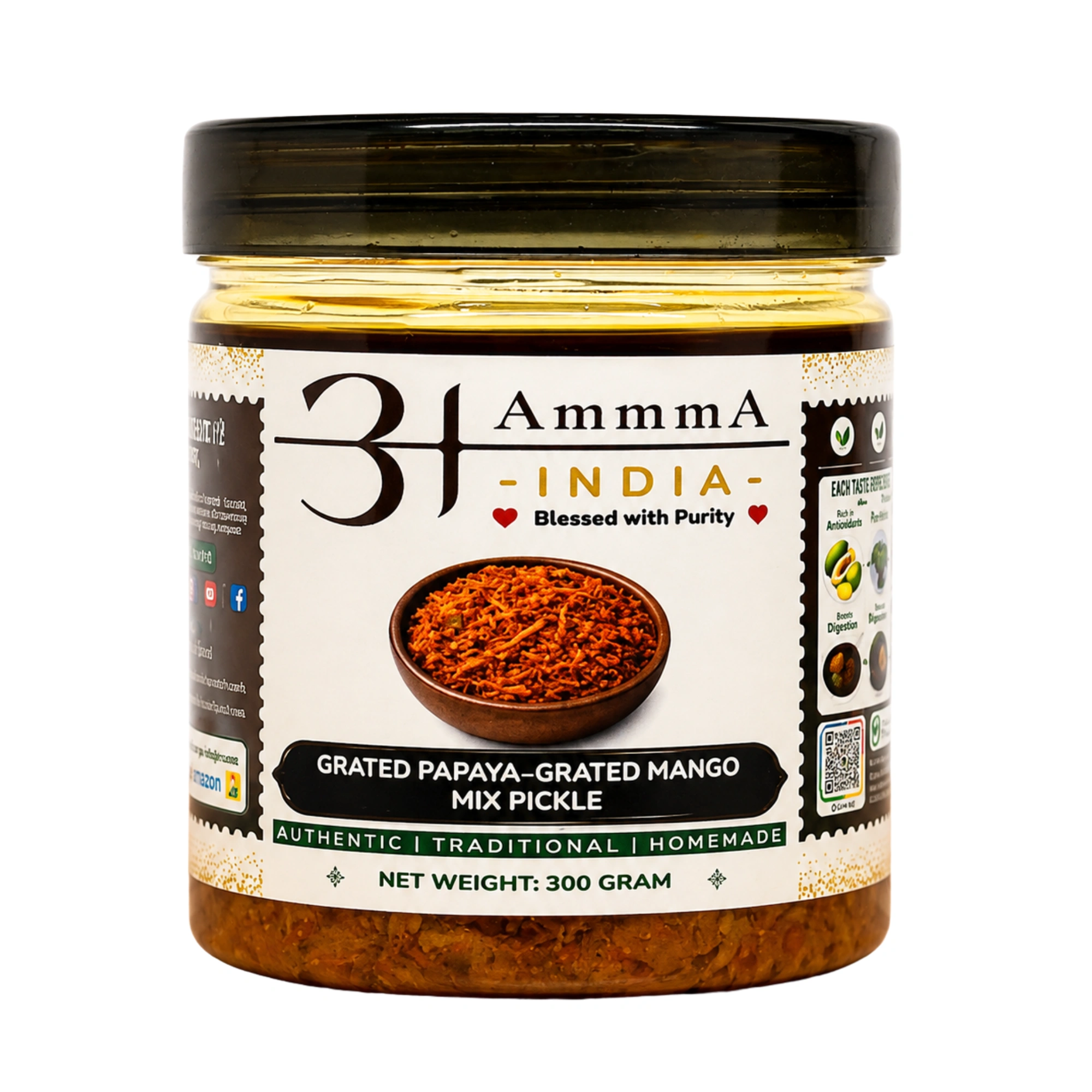 AmmmA-INDIA-Grated-Papaya-Grated-Mango-Mix-Pickle-Kuccha-Papita-Kuccha-Aam-Ka-Mix-Achar-300-Gram