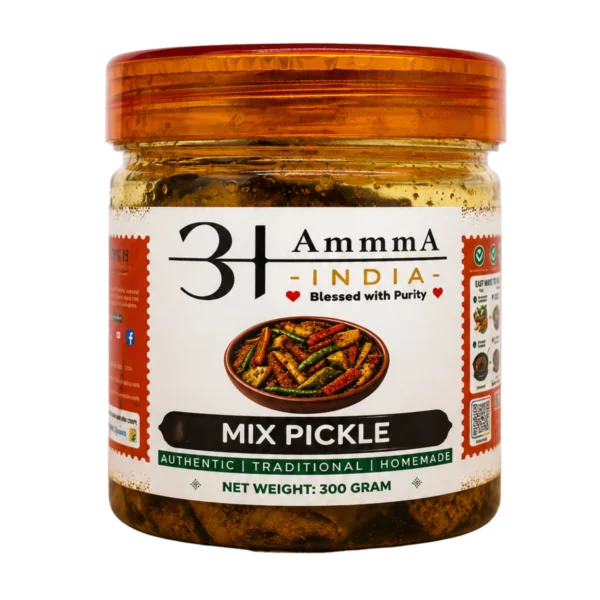 AmmmA-INDIA-Mango-Ginger-Carrot-Green-Chilli-Mix-Pickle-Mix-Achar-300-Gram